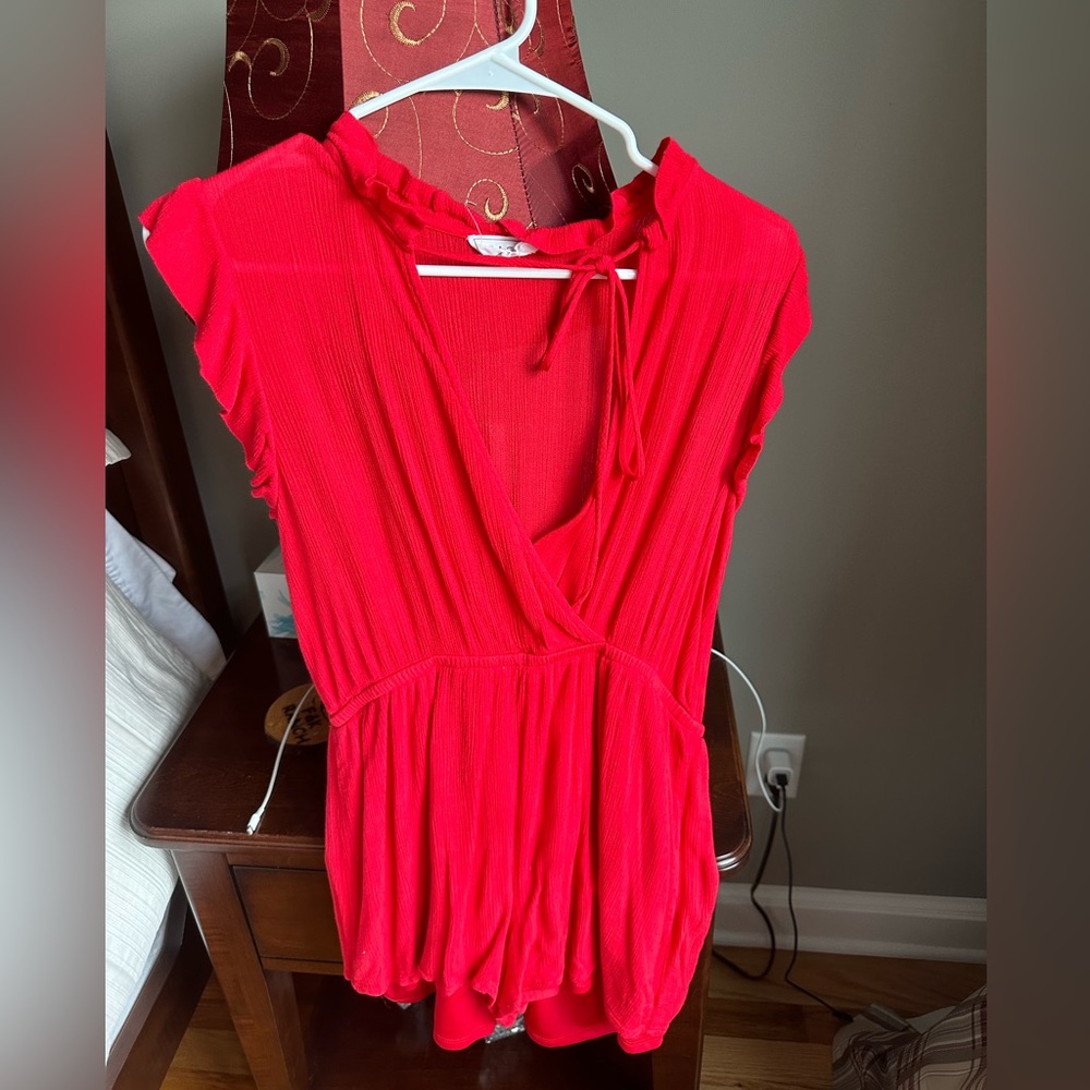 Sage The Label Red Tie Up Romper